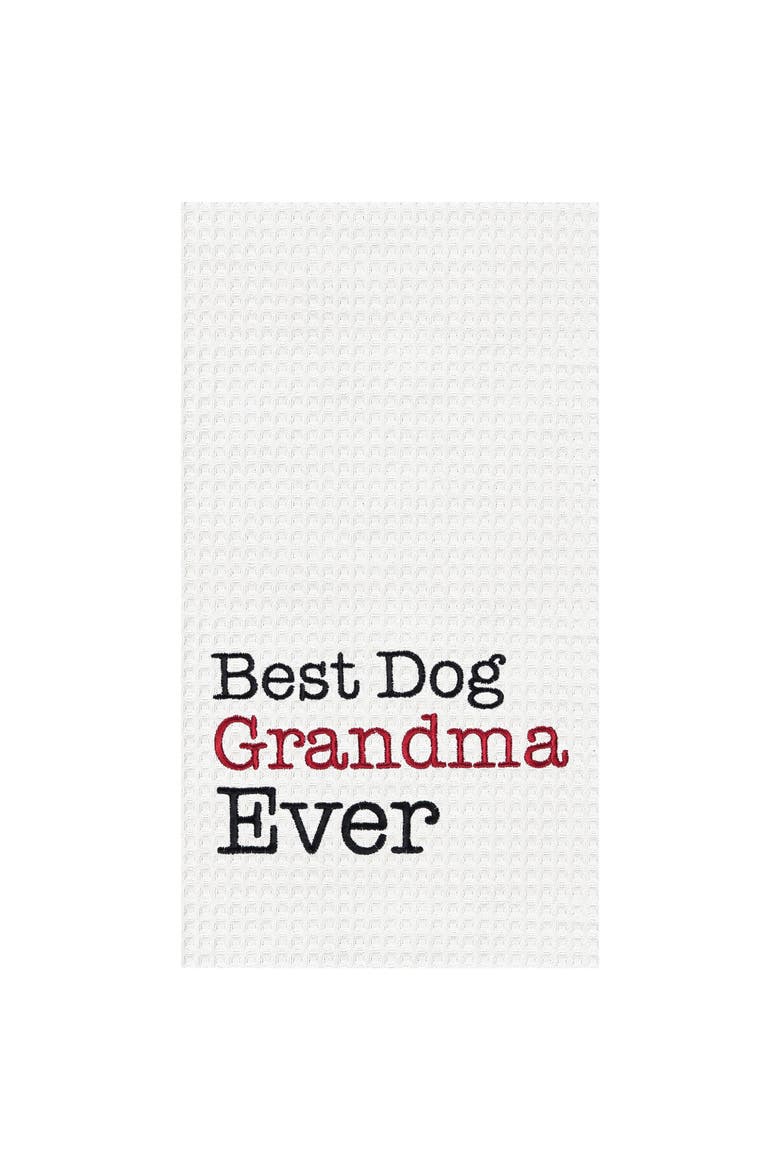 Dog Grandma Kitchen and Bathroom Embroidered Waffle Hand Towel, Main, color, Red
