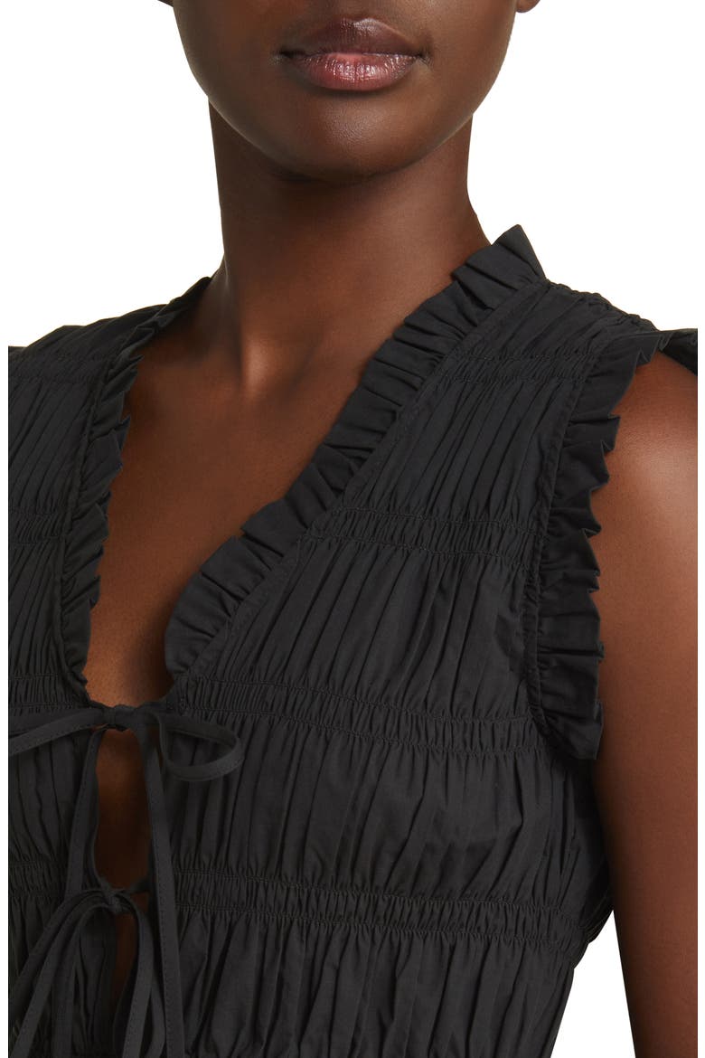 Martine Smocked Ruffle Crop Top, Alternate, color, BLACK