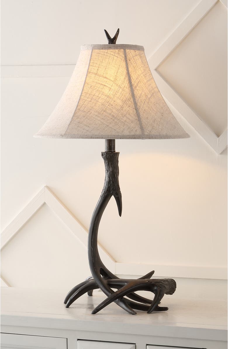JONATHAN Y Antler 27.5" Rustic Resin LED Table Lamp, Alternate, color, Black