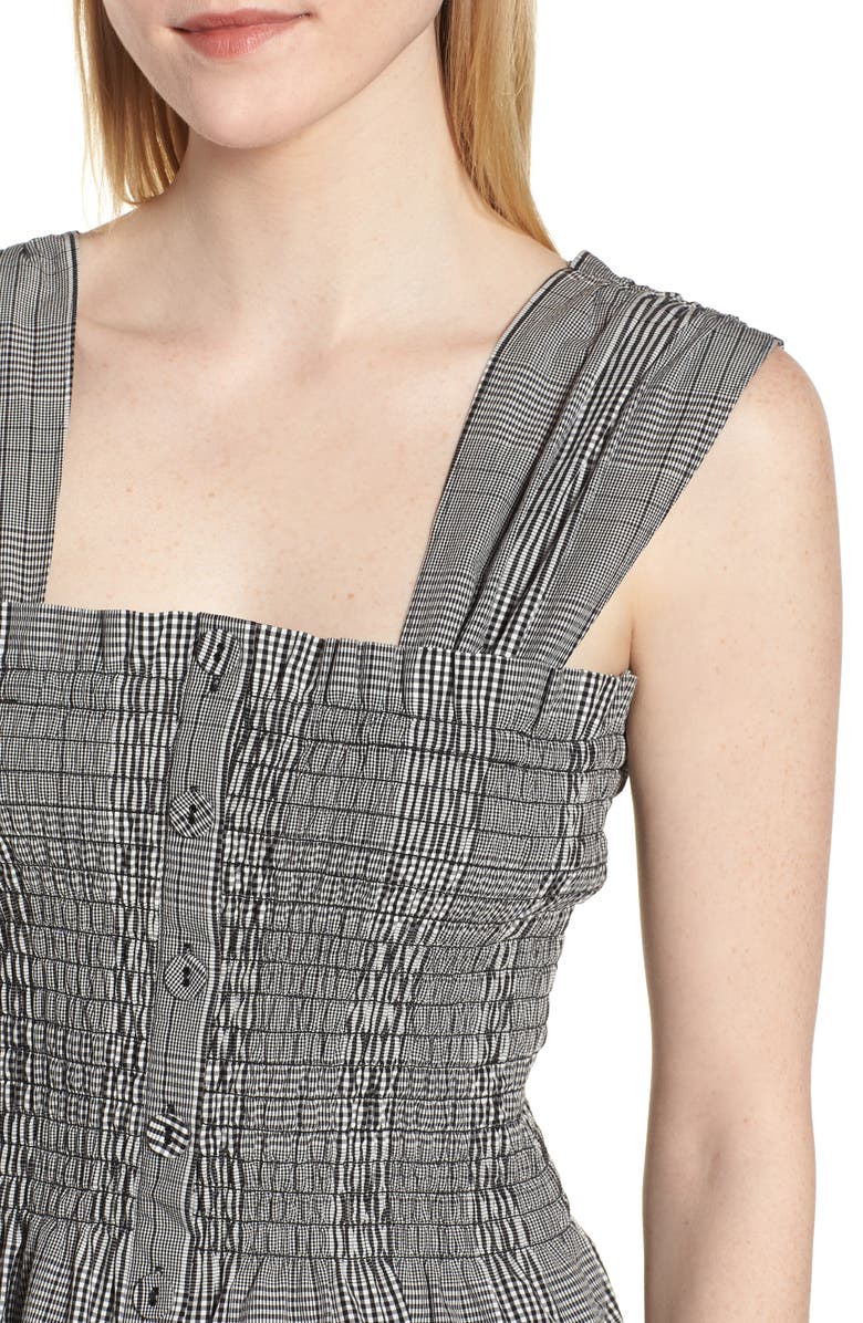 Lewit Smocked Check Cotton Poplin Top, Alternate, color,