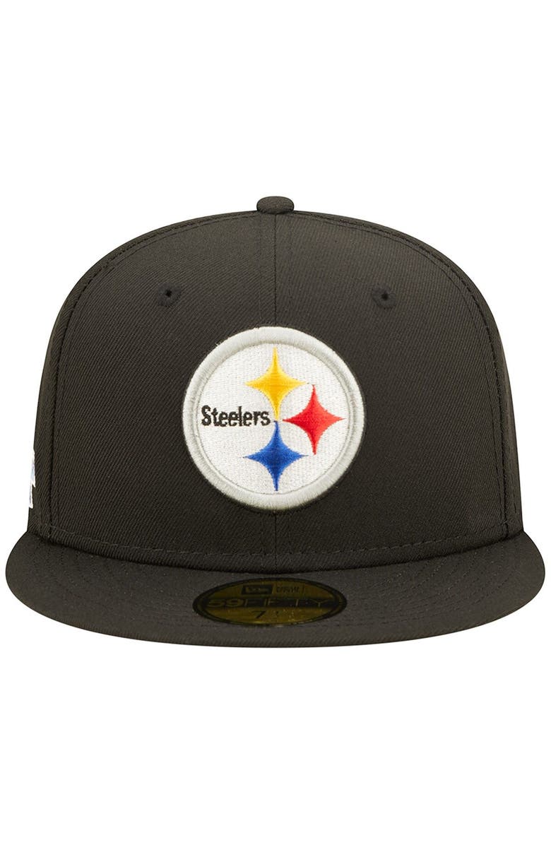 New Era Men's New Era Black Pittsburgh Steelers Super Bowl XL Pink Pop Sweat 59FIFTY Fitted Hat, Alternate, color, Black