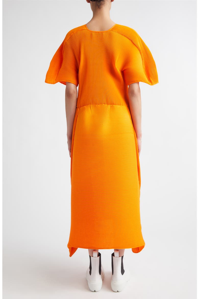 Flowy Ripple Plissé Dress, Alternate, color, ORANGE