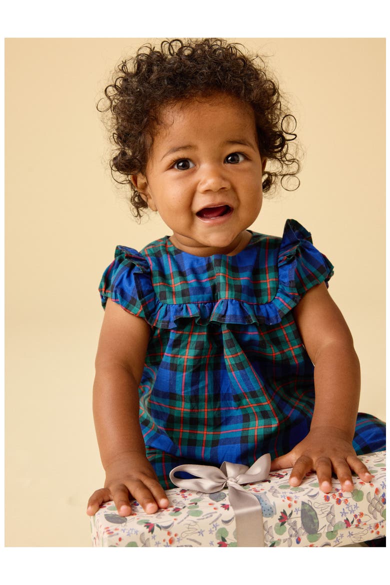 Plaid Ruffle Baby Romper, Alternate, color, Busan Holiday Plaid