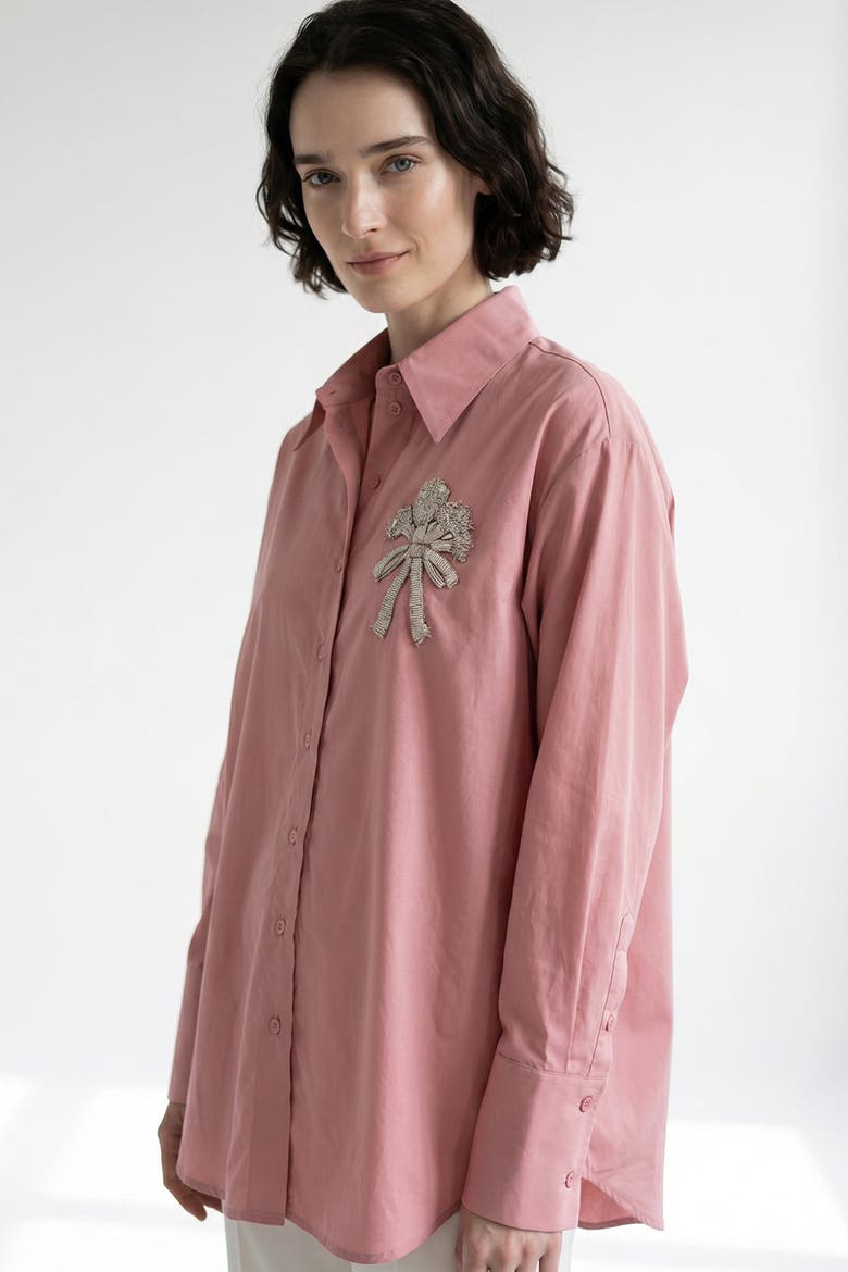 Fauve Long Sleeve Embroidered Cuffed Shirt, Alternate, color, Pink