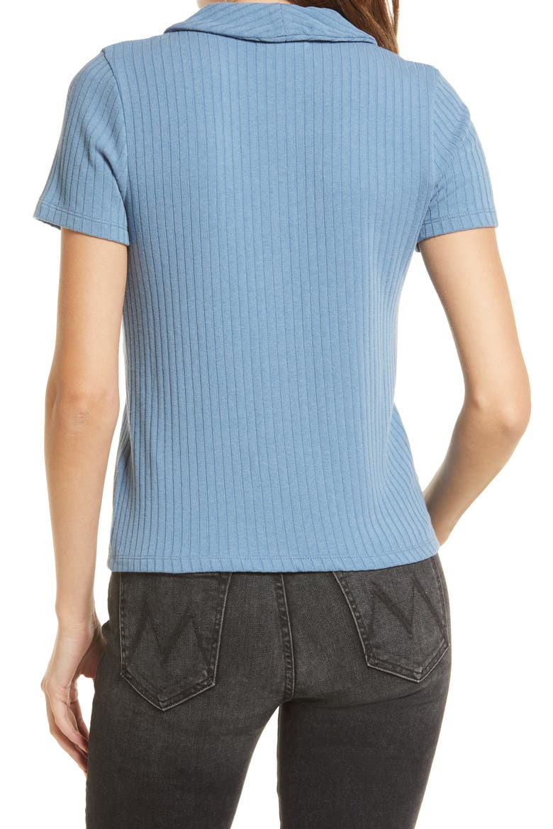 Rib Polo Button-Front Tee, Alternate, color, DISTANT OCEAN
