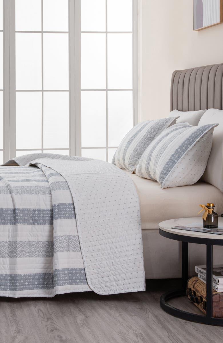 Woven & Weft Patchwork 3-Piece Quilt Set, Alternate, color, Rustic Landscape Grey