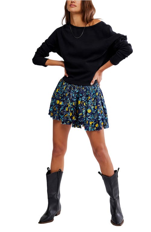 Free People Third Charm Print Miniskirt In Blue