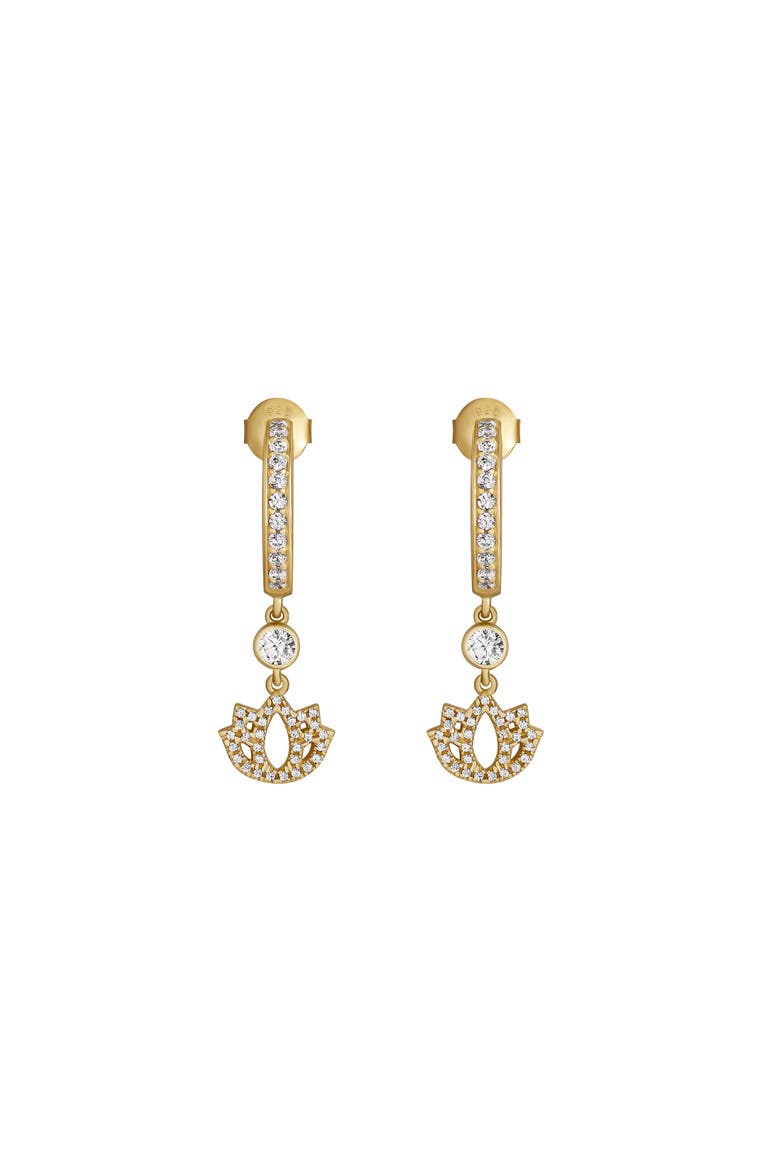 Sacred Bloom Lotus Dangle Earrings, Main, color, Gold