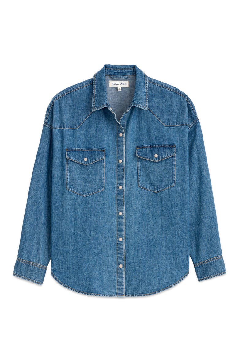 Western Denim Shirt, Alternate, color, SANTA FE MEDIUM WASH