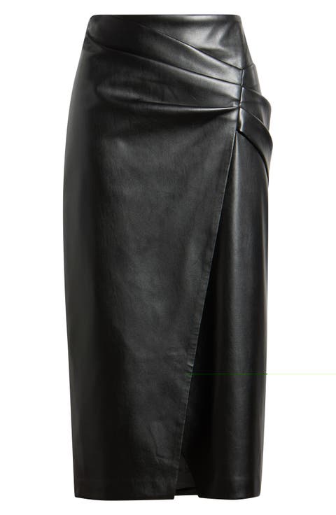 Amelia Faux Leather Faux Wrap Skirt