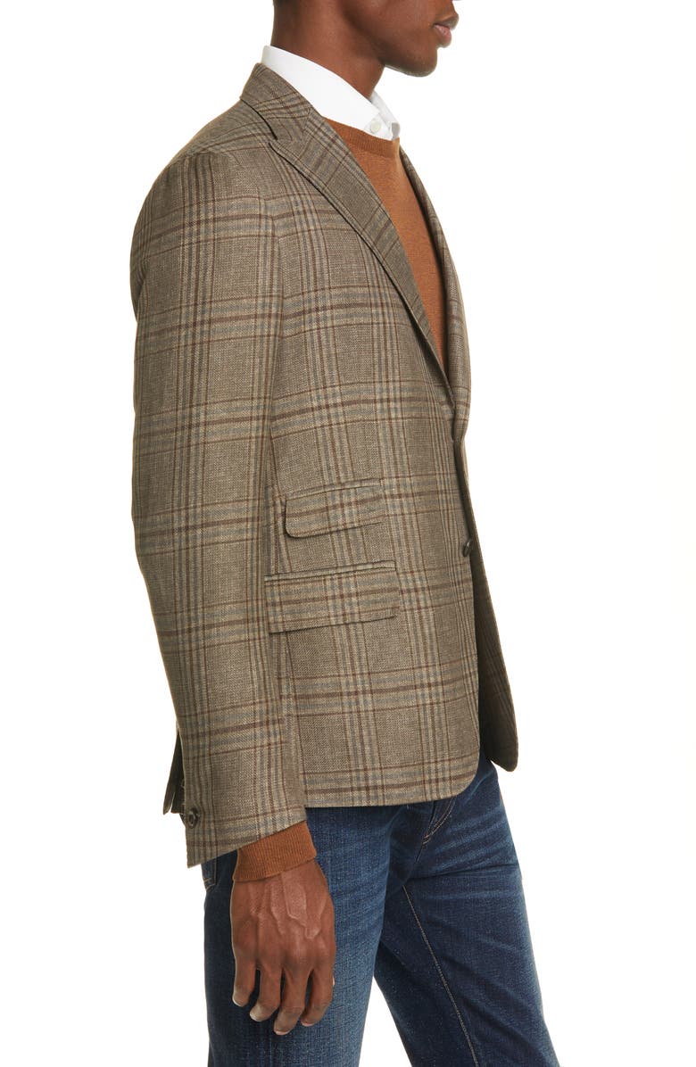Eleventy Glen Plaid Zegna Linen Blend Sport Coat, Alternate, color,