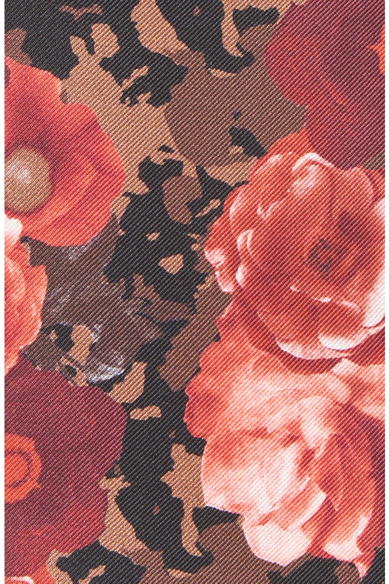 Red & Brown Floral Silk Pocket Square, Alternate, color, RED