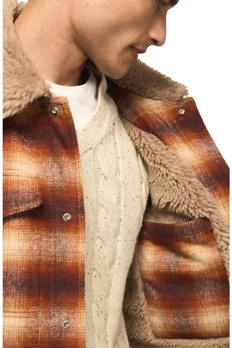 Faux Fur Lined Plaid Flannel Jacket, Alternate, color, RED PLAID