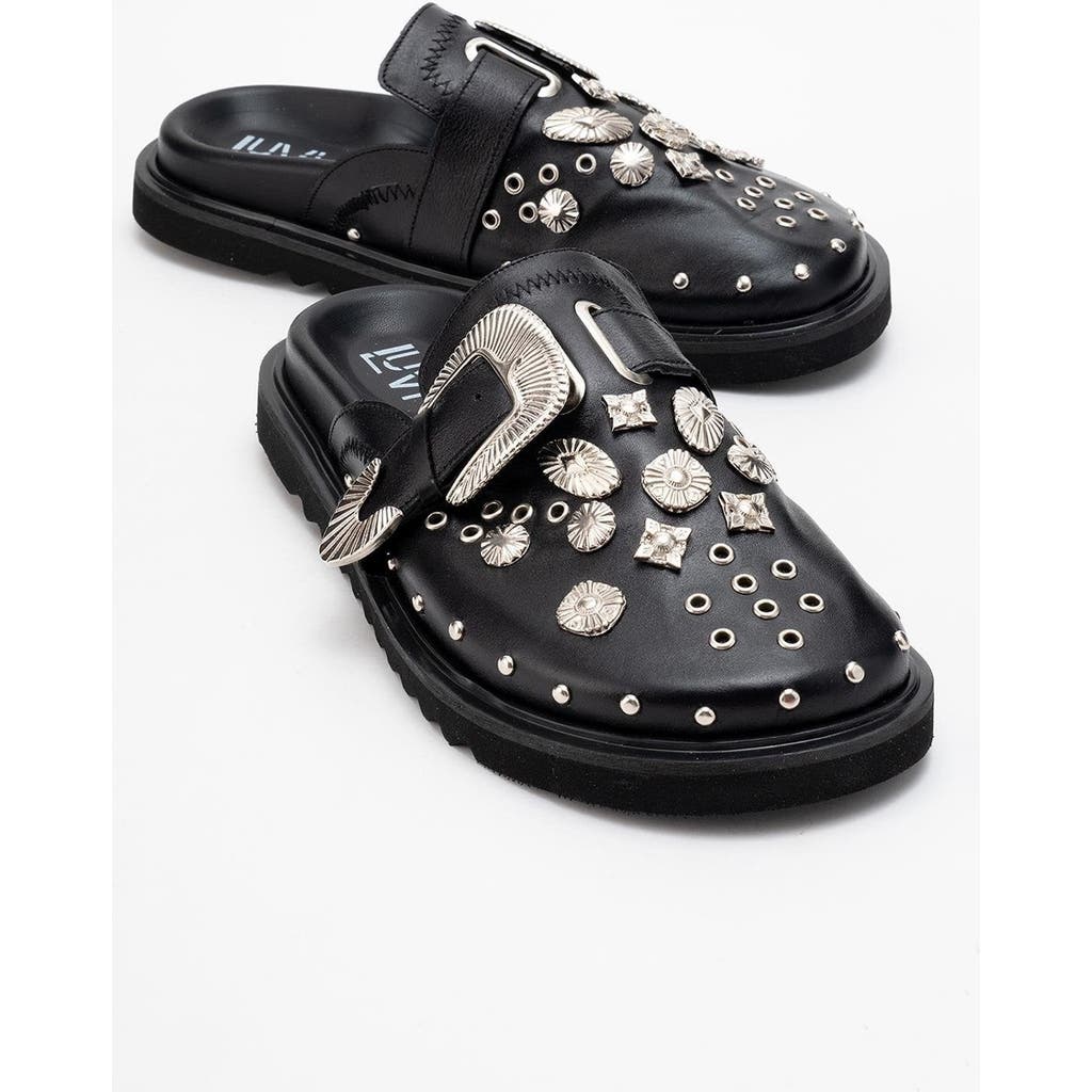 Forever & Always Shoes Maril Leather Buckle Sandal In Black