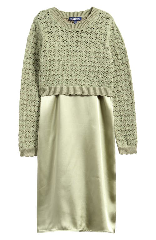 Shop Freshman Kids' Satin Slipdress & Sweater Set In Reseda