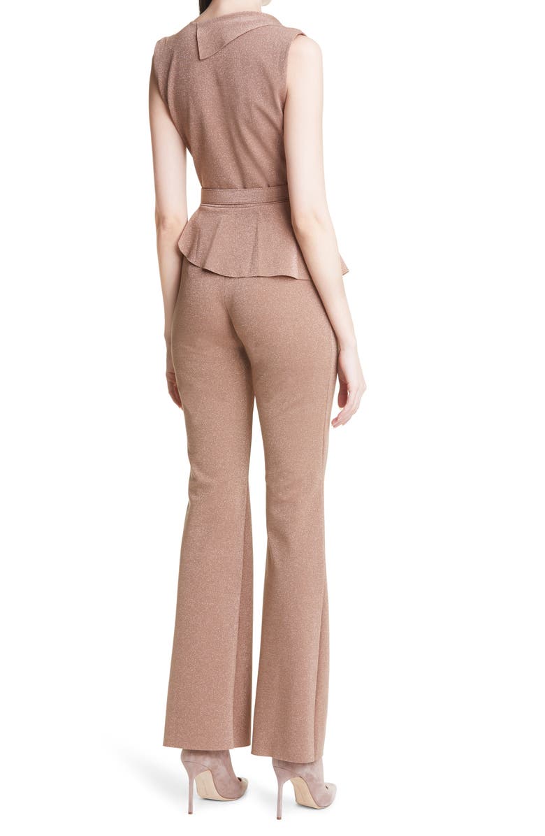 Chiara Boni La Petite Robe Kerolyn Metallic Slim Fit Belted Jumpsuit, Alternate, color,