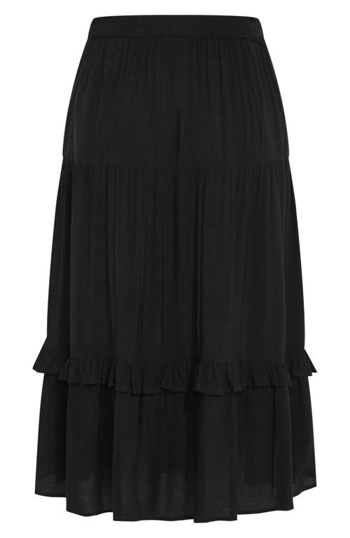 City Chic Avianna Tiered Maxi Skirt In Black