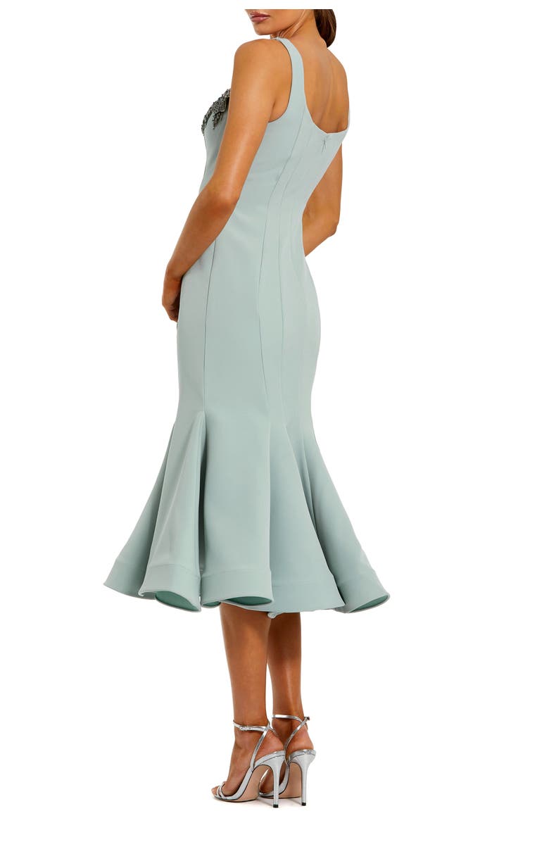 Mac Duggal Sleeveless Midi Dress With Floral Embellishments, Alternate, color, Seafoam