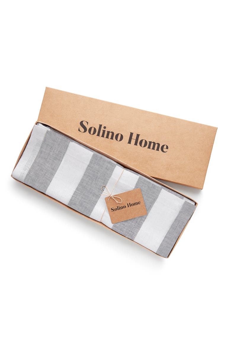 Solino Home Linen Placemats - Cabana Stripe, 14" x 19", Alternate, color, Grey And White