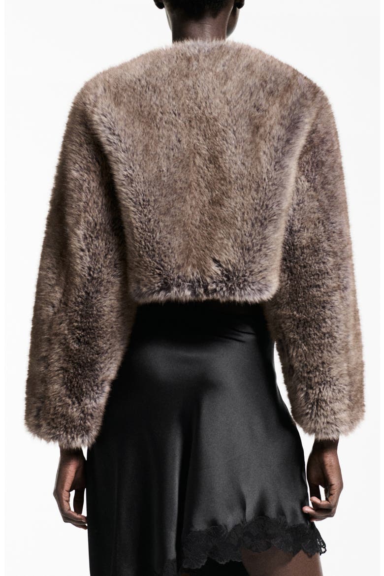 Boleta Faux Fur Crop Jacket, Alternate, color, BEIGE