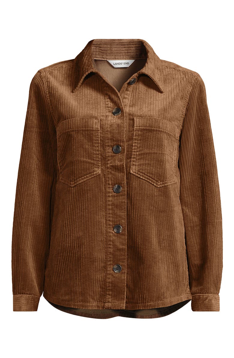 Lands' End Wide Wale Corduroy Shirt Jacket, Alternate, color, Maple Toffee