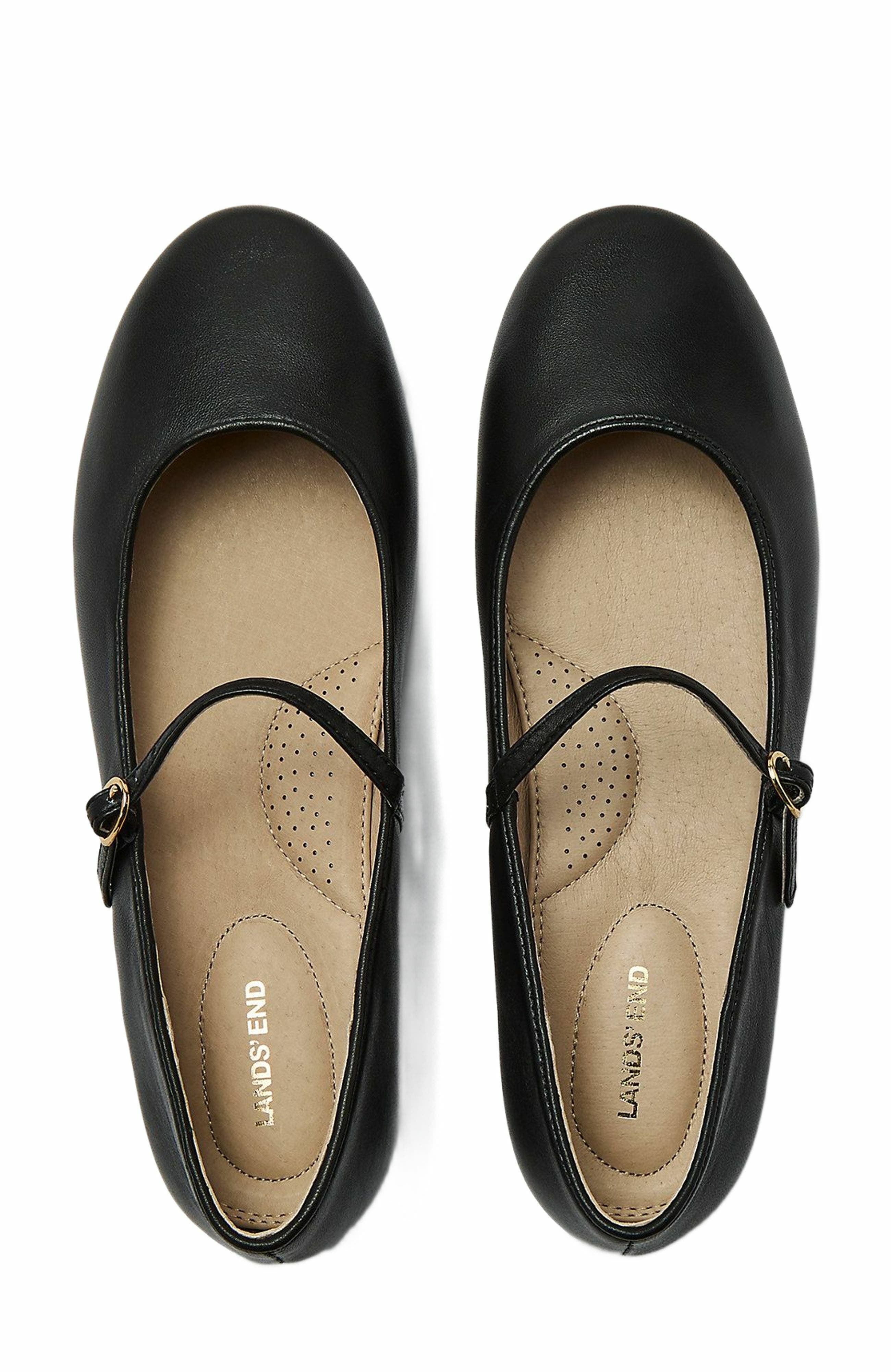 Lands' End Classic Leather Mary Jane Flats, Main, color, Black