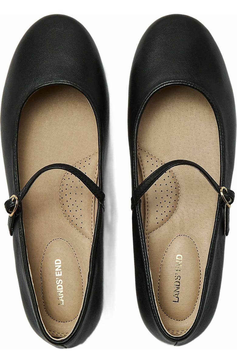 Lands' End Classic Leather Mary Jane Flats, Main, color, Black