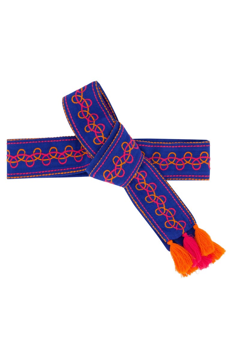 Mer St. Barth Embroidery Belt Classic Blue Embroidery, Main, color, 
