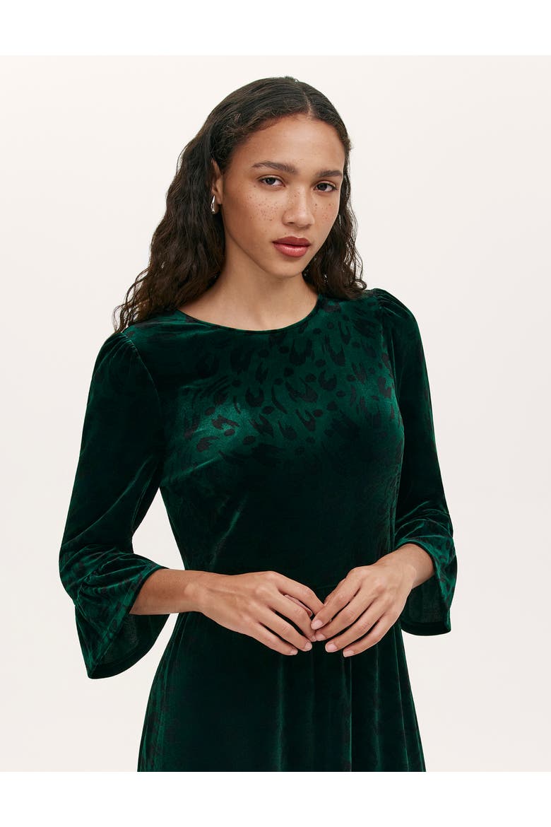 Cammie Animal Print Velvet Short Dress, Alternate, color, Green Animal