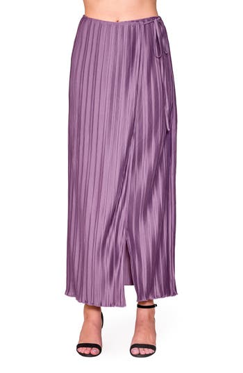 Melloday Pleat Side Tie Knit Maxi Skirt In Purple