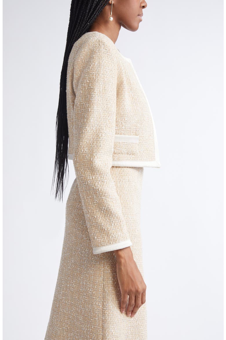 Satin Frame Metallic Latte Tweed Jacket, Alternate, color, LATTE ECRU MULTI
