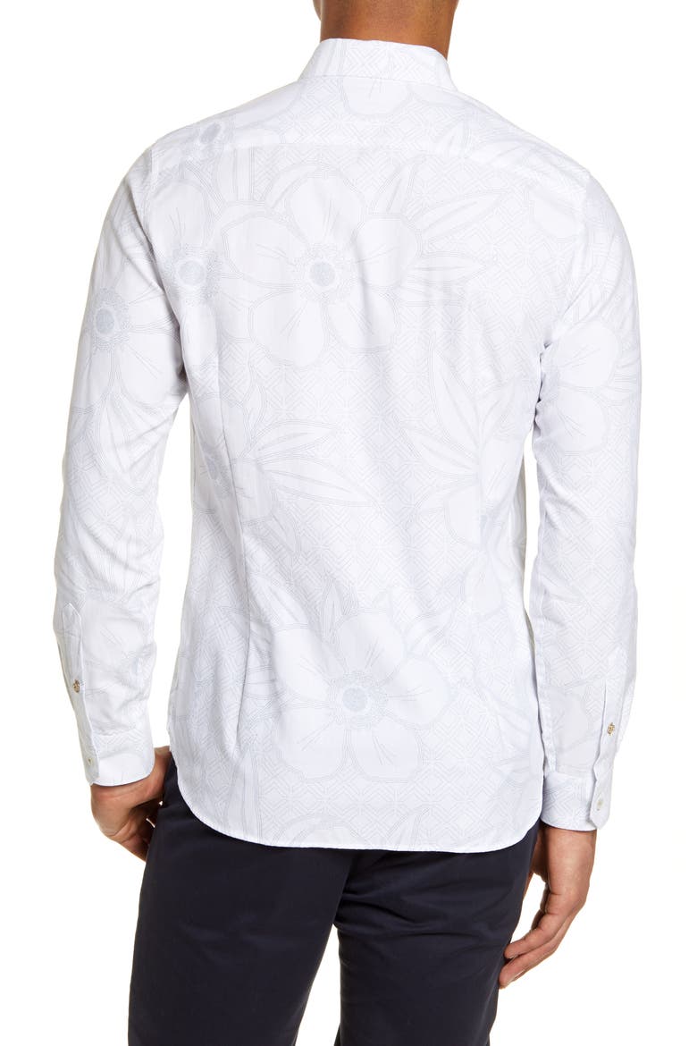 Gogirl Slim Fit Floral Button-Up Shirt, Alternate, color, WHITE