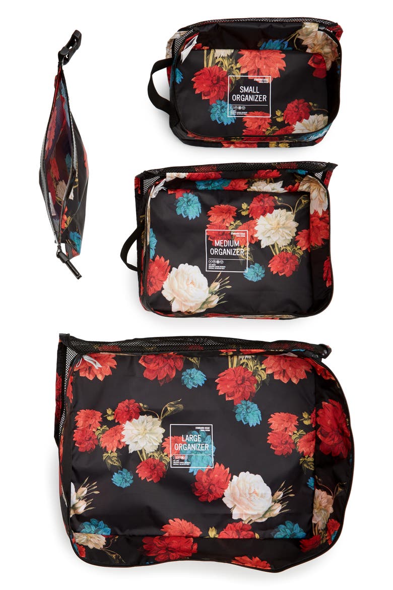 Standard Issue Travel Organizer Set, Alternate, color, VINTAGE FLORAL BLACK