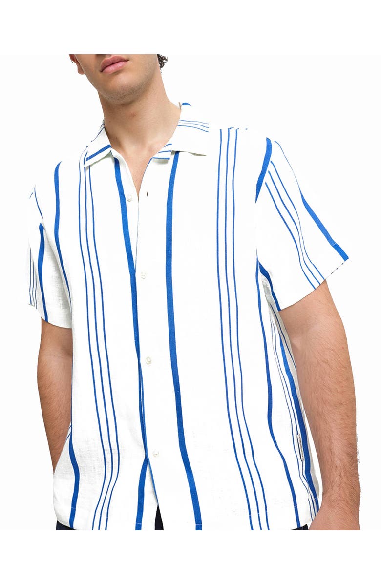 Peninsula Swimwear La Greca Linen Bowling Shirt, Alternate, color,