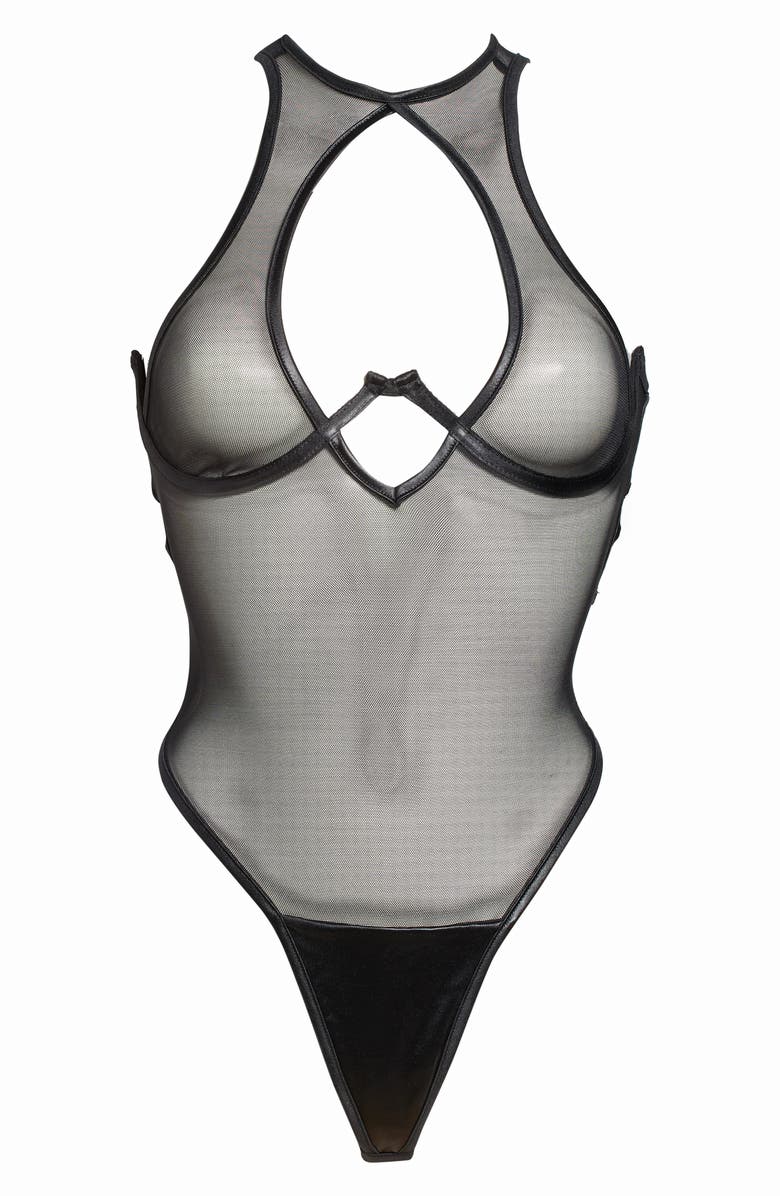 Mapale Underwire Mesh Teddy, Alternate, color, 