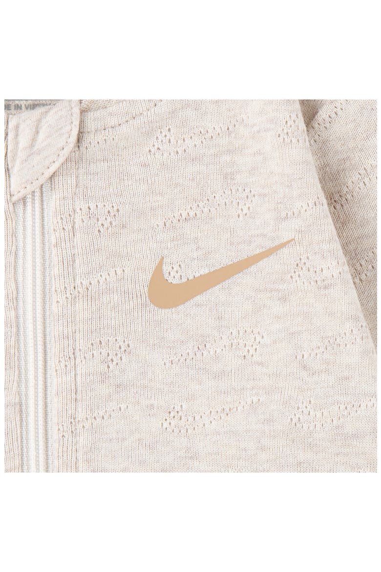 Swoosh Logo Pointelle Footie, Alternate, color, PALE IVORY HEATHER
