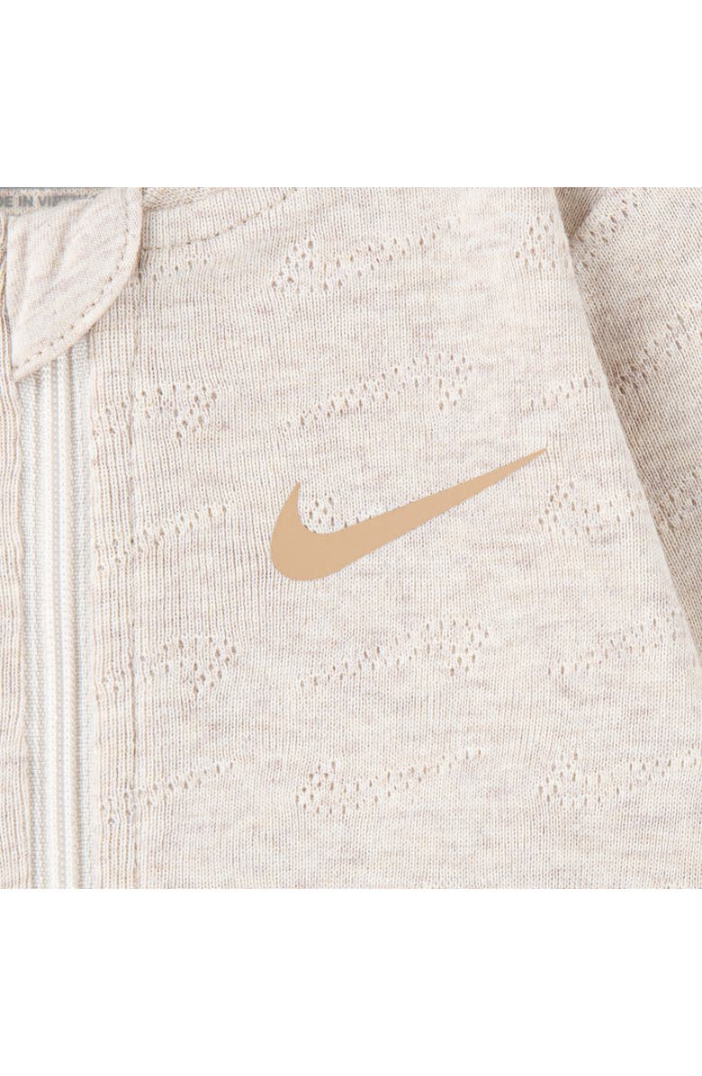 Nike Swoosh Logo Pointelle Footie, Alternate, color, Pale Ivory Heather