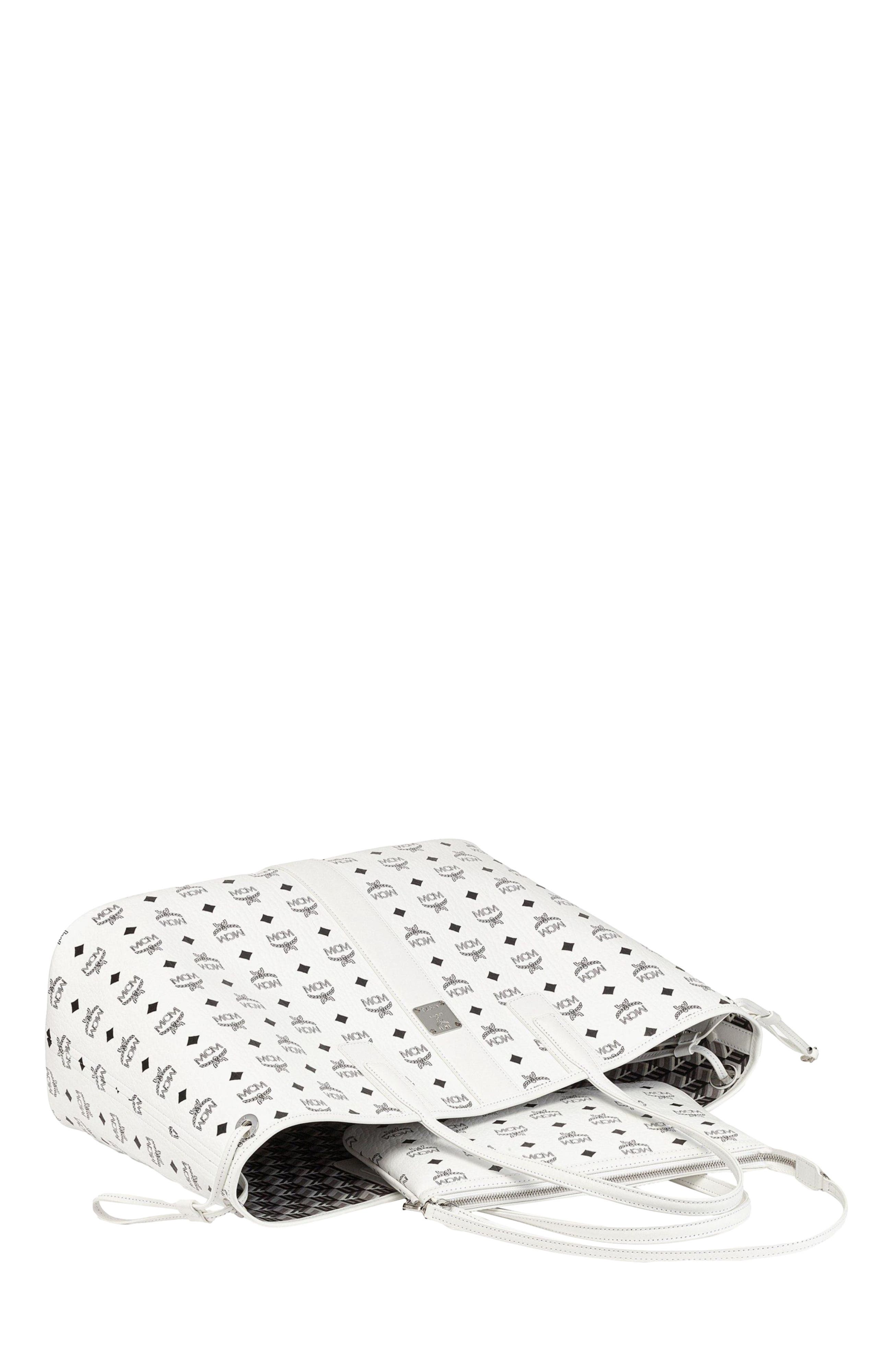 MCM Large Reversible Liz Shopper in Visetos, Alternate, color, White
