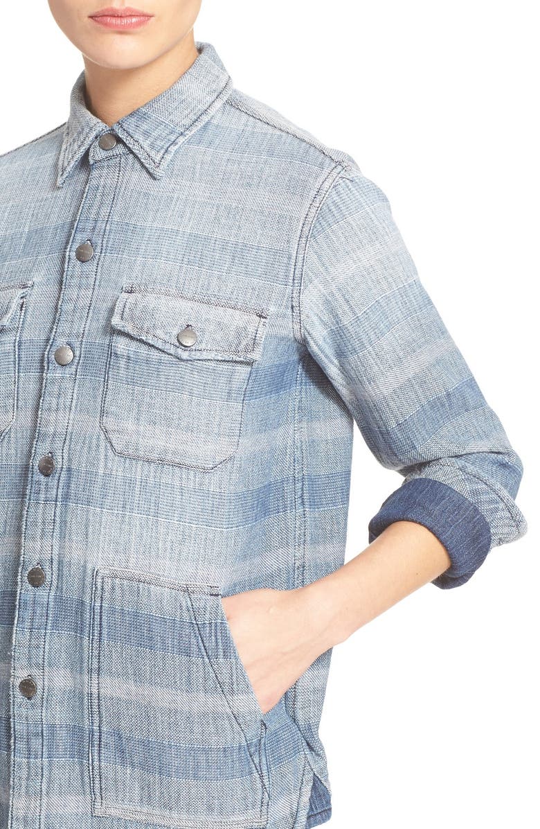 Current/Elliott 'The Patch Pocket' Ombré Stripe Denim Shirt, Alternate, color, 