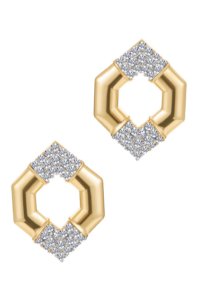 Hexagon Pavé Stud Earrings, Main, color, GOLD