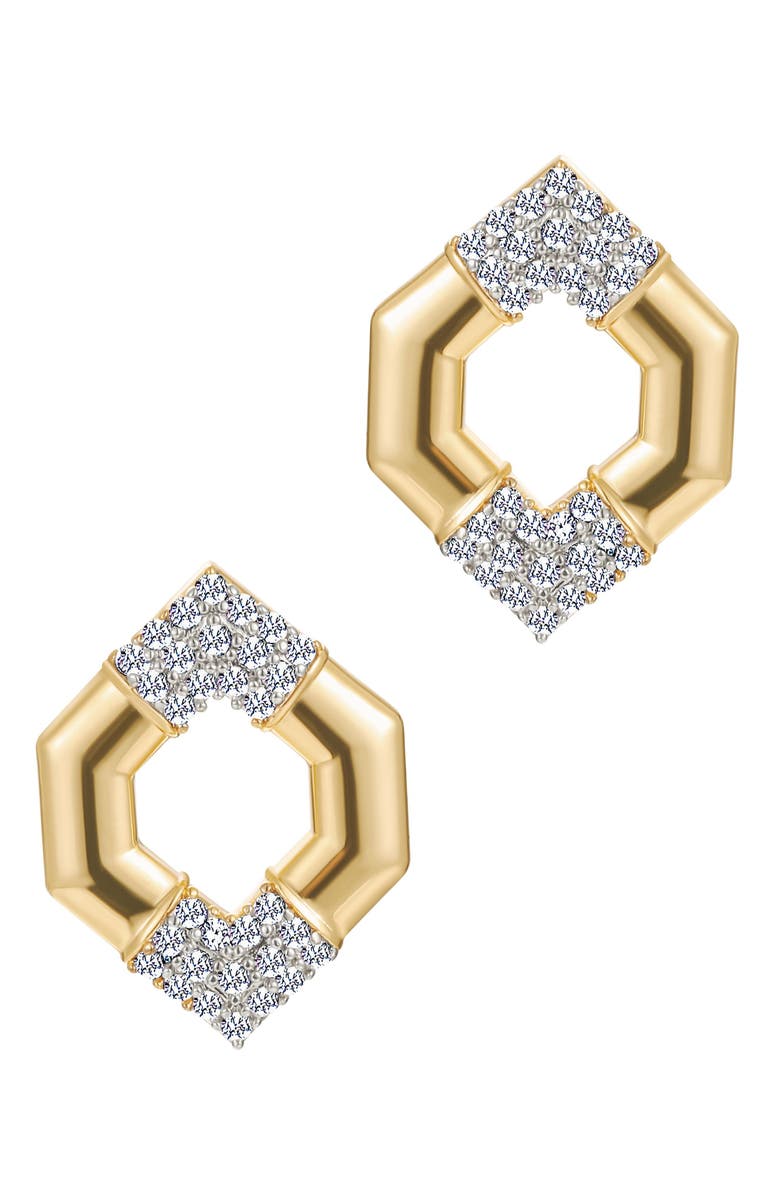 st. Moran Hexagon Pavé Stud Earrings, Main, color, Gold