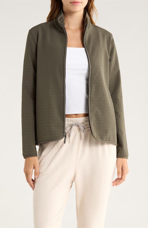 Grid Bonded Fleece Zip Jacket