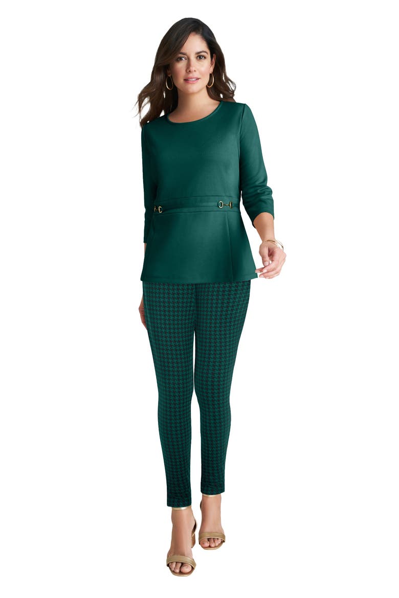 Ponte Belted Top, Main, color, EMERALD GREEN