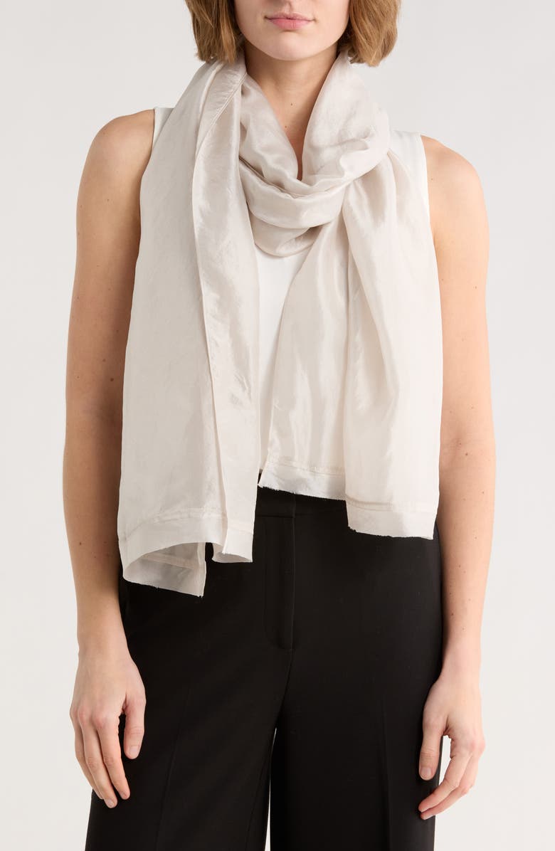 Eileen Fisher Washed Silk Scarf, Main, color, Chalk