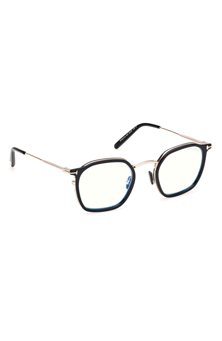 TOM FORD 50mm Round Blue Light Blocking Glasses, Alternate, color, 