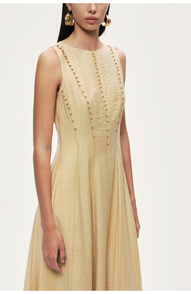 Nocturne Sleeveless Textured Midi Dress, Alternate, color, Yellow