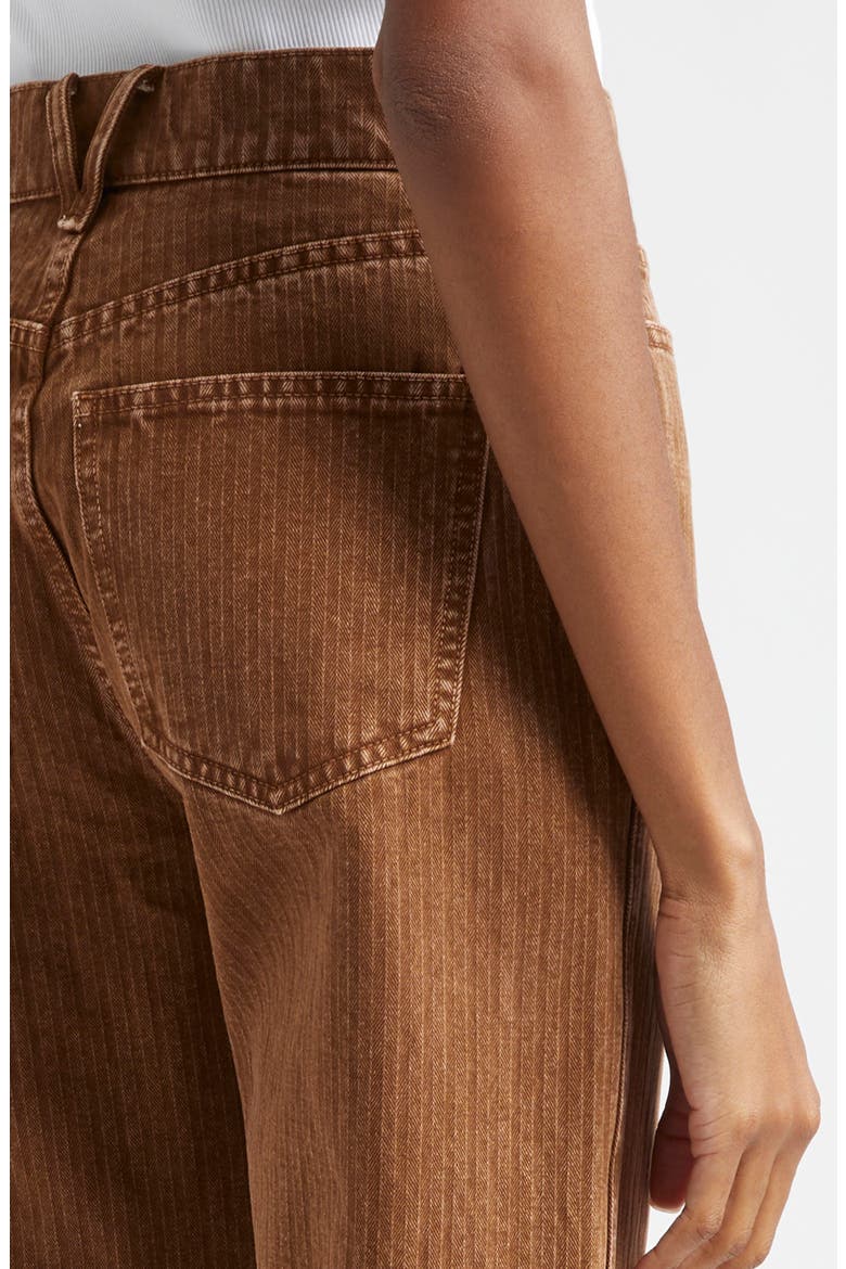Dylan Cuffed Herringbone High Waist Relaxed Straight Leg Pants, Alternate, color, DEEP OCHRE