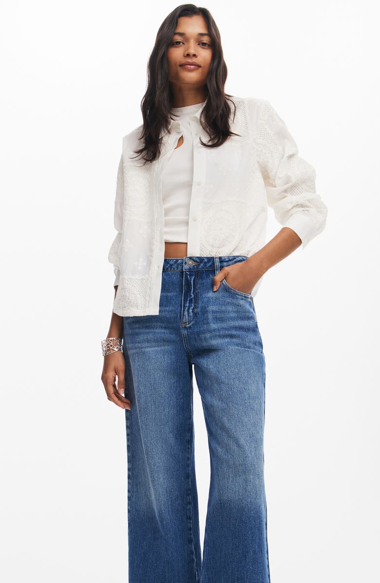 Desigual Beryl Wide Leg Jeans, Alternate, color, 