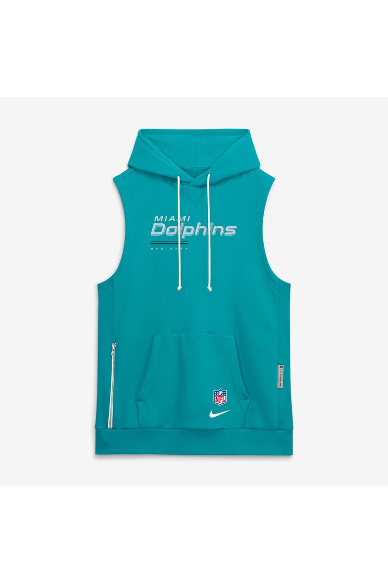 Men's Nike Aqua Miami Dolphins Sideline Standard Issue Dri-FIT Sleeveless Hoodie, Main, color, Aqua