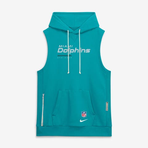Men's Nike Aqua Miami Dolphins Sideline Standard Issue Dri-FIT Sleeveless Hoodie